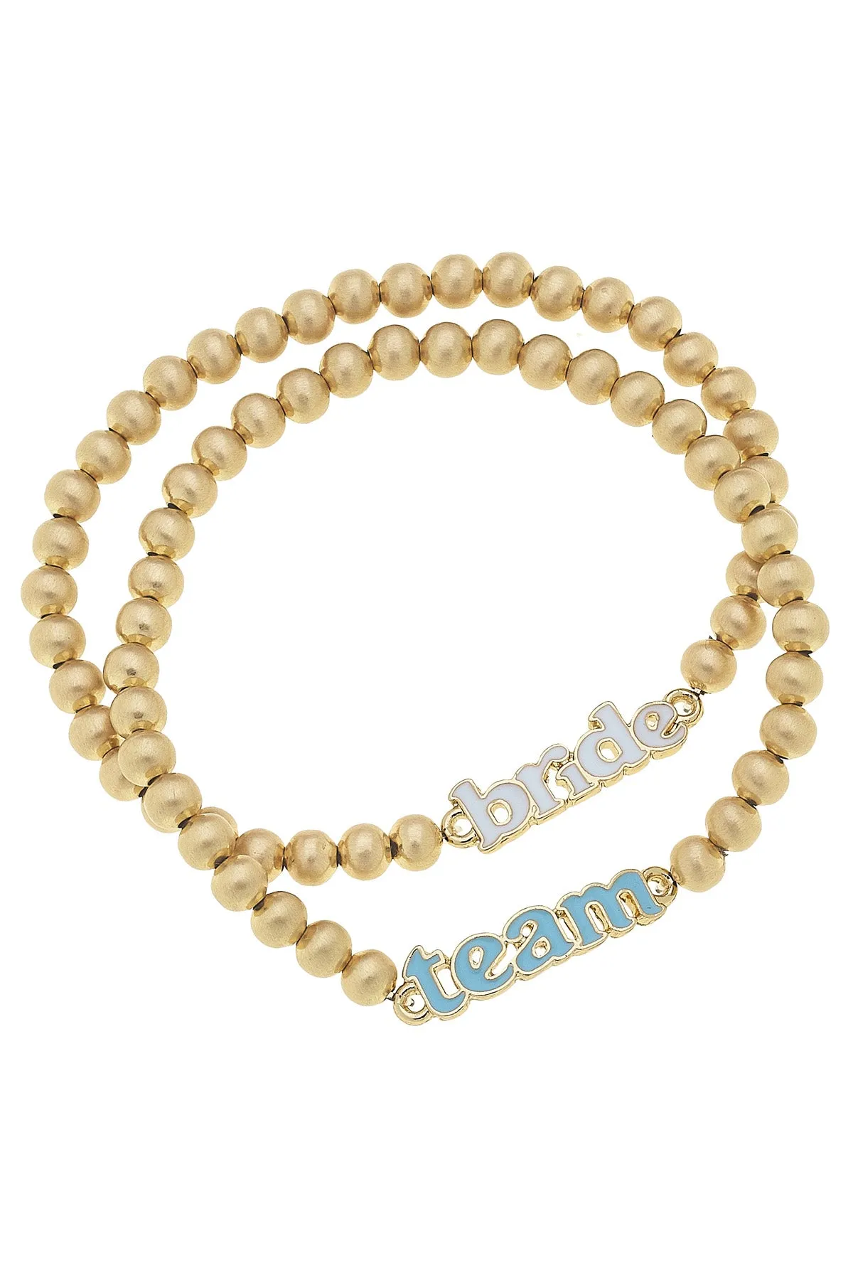 Team Bride Ball Bead Bracelet Set of 2 in Satin Gold sold by Canvas Style