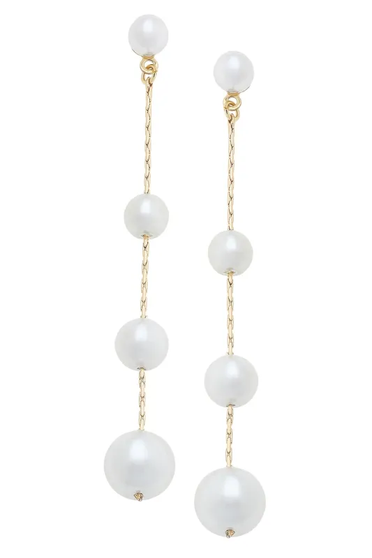 Audrey Pearl Earrings in Ivory & Shiny Gold sold by Canvas Style