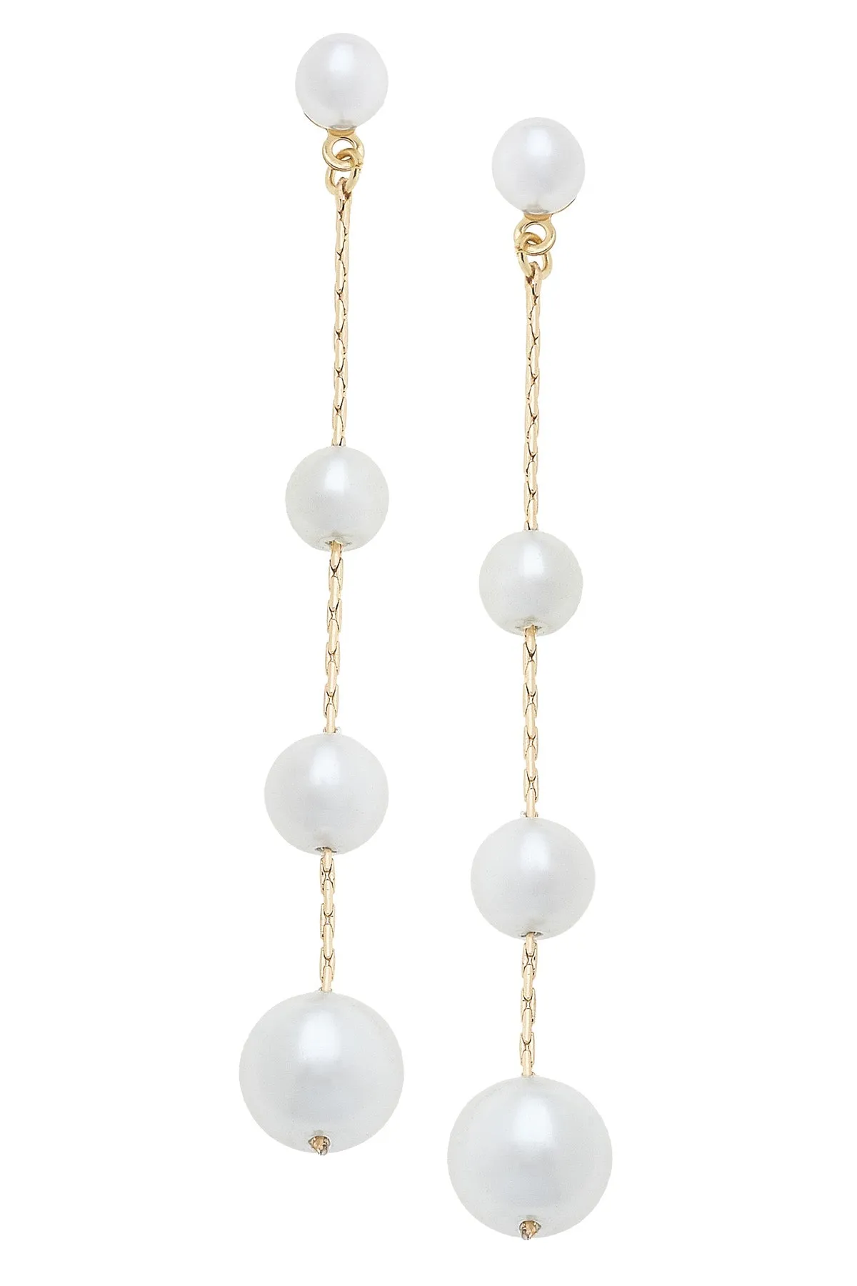 Audrey Pearl Earrings in Ivory & Shiny Gold sold by Canvas Style