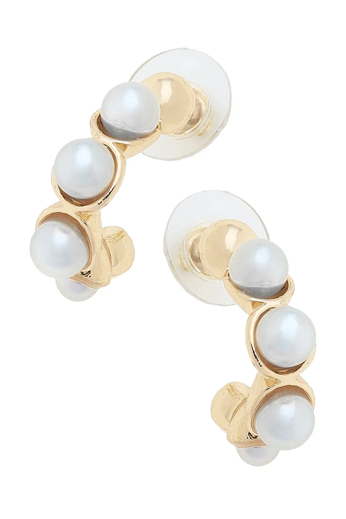 Presley Pearl Half Hoop Earrings in Ivory sold by Canvas Style