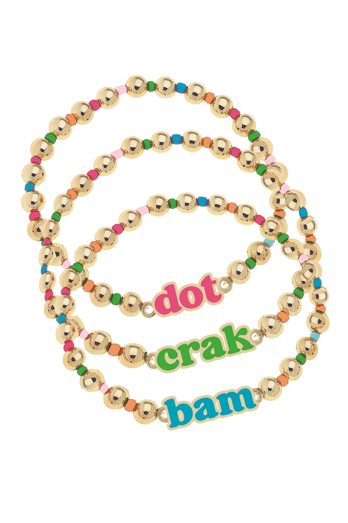 Dot Crak Bam Rainbow Ball Bead Stretch Bracelet Set of 3 sold by Canvas Style