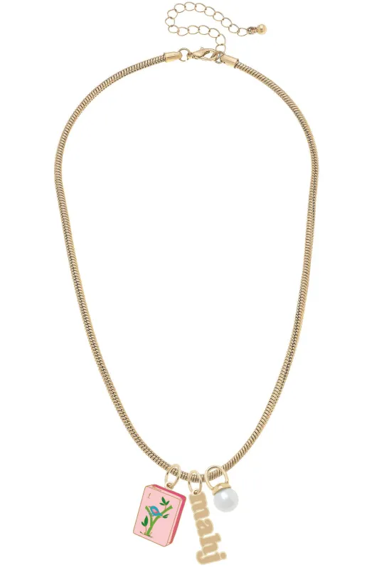 Mahjong Charm Necklace in Shiny Gold made by Canvas Style