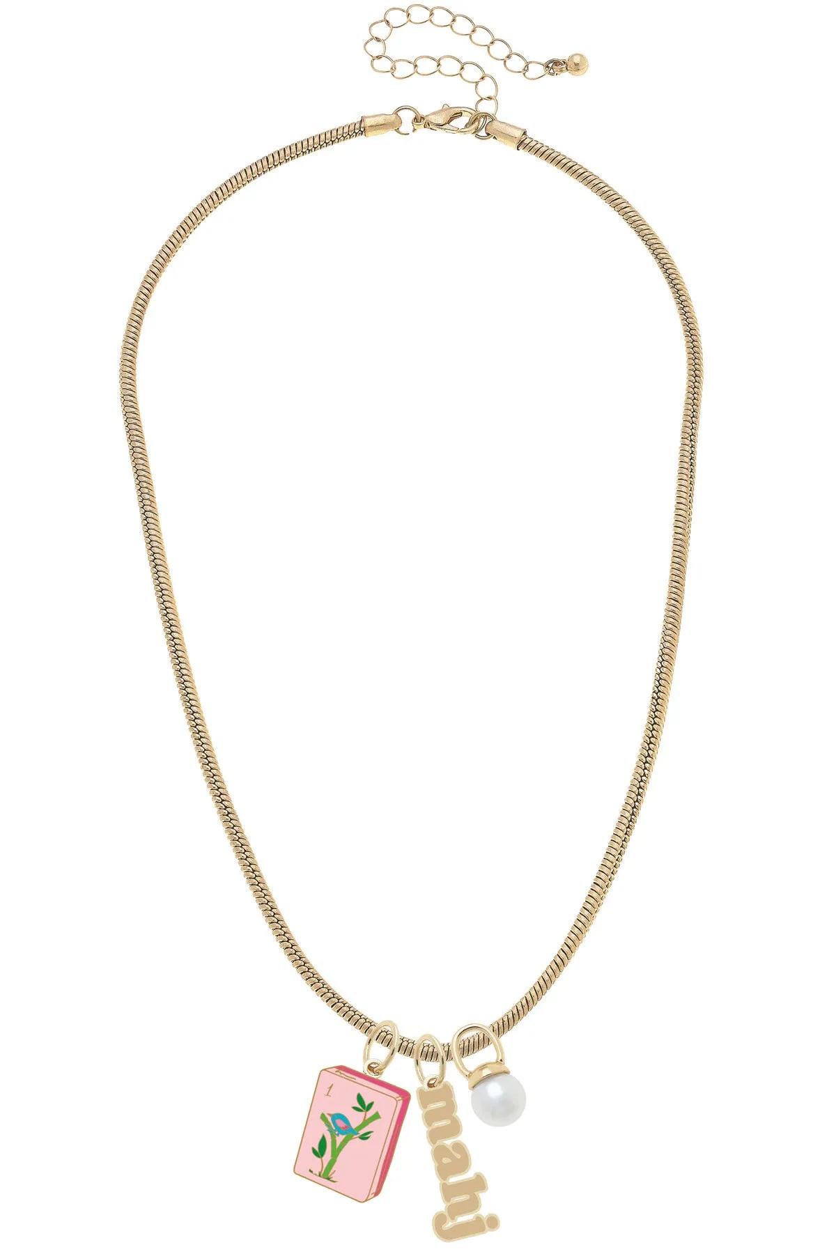 Mahjong Charm Necklace in Shiny Gold sold by Canvas Style