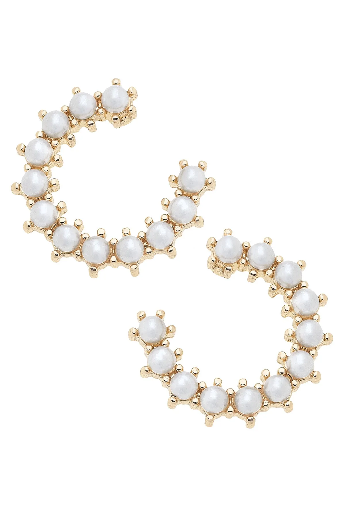 Helena Pearl-Studded Earrings in Ivory sold by Canvas Style