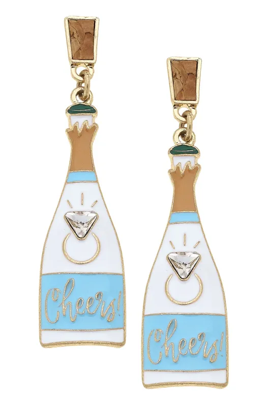 Cheers To The Happy Couple Enamel Champagne Earrings sold by Canvas Style