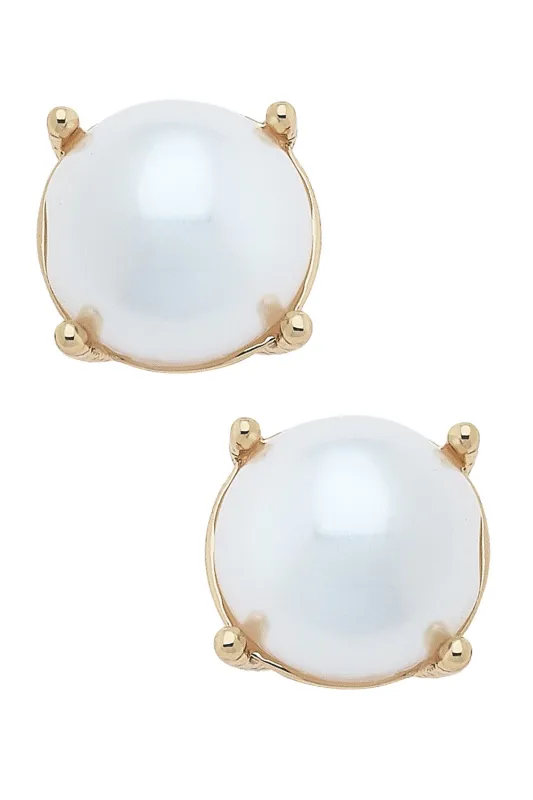 Carmen Pearl Cabochon Stud Earrings in Ivory sold by Canvas Style