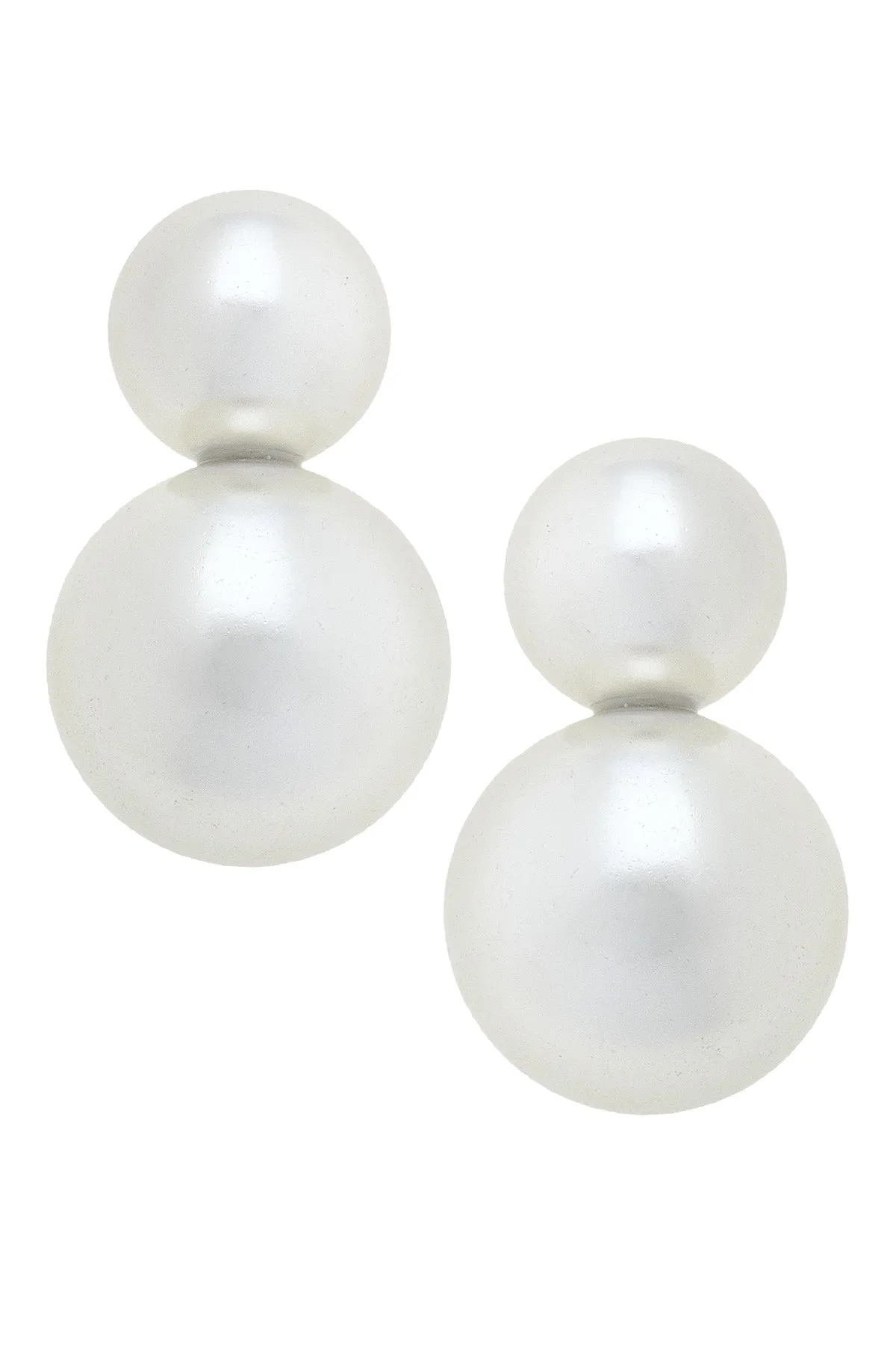 Larissa Double Pearl Statement Stud Earrings in Ivory sold by Canvas Style