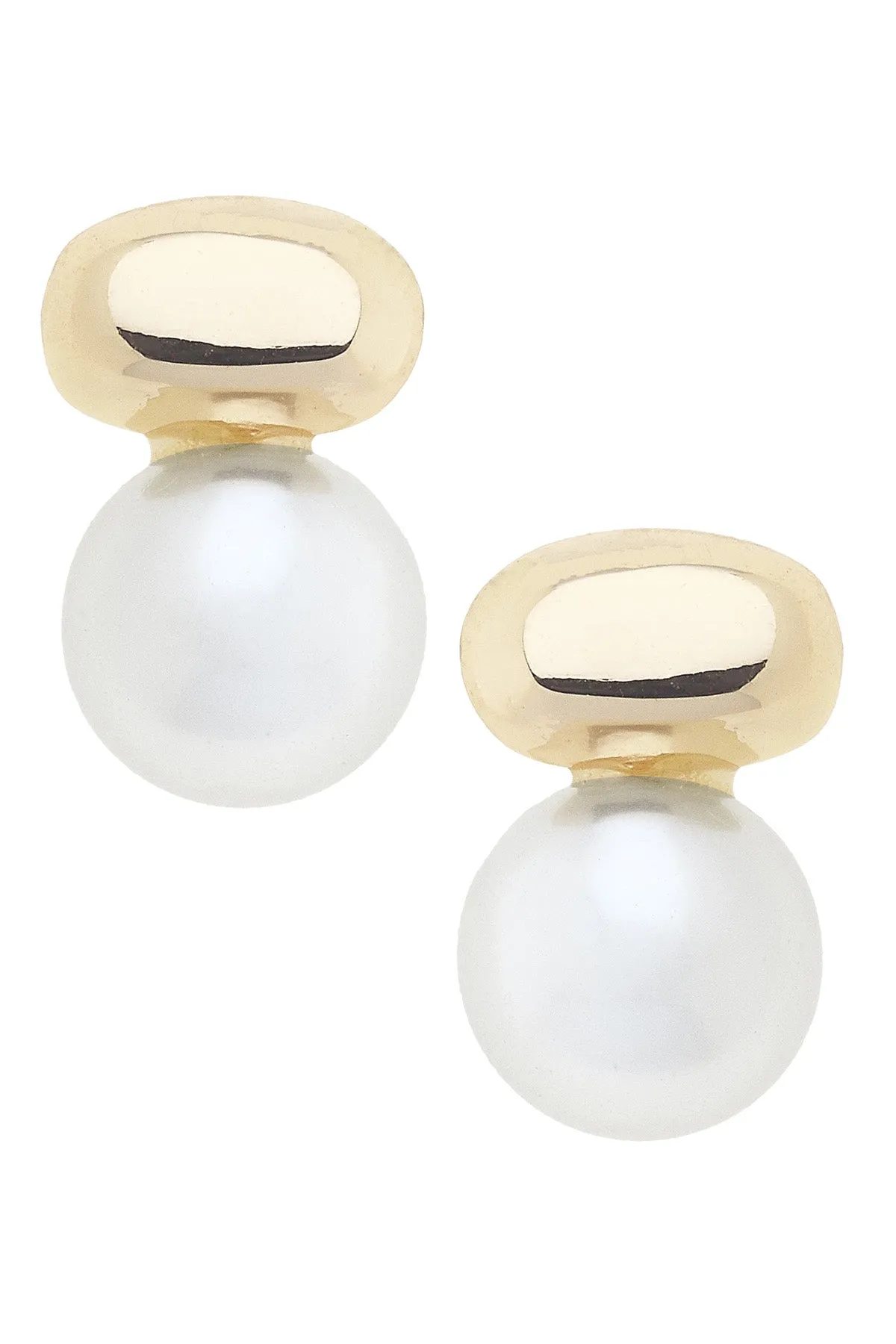 Ashton Pearl Stud Earrings in Ivory & Shiny Gold sold by Canvas Style