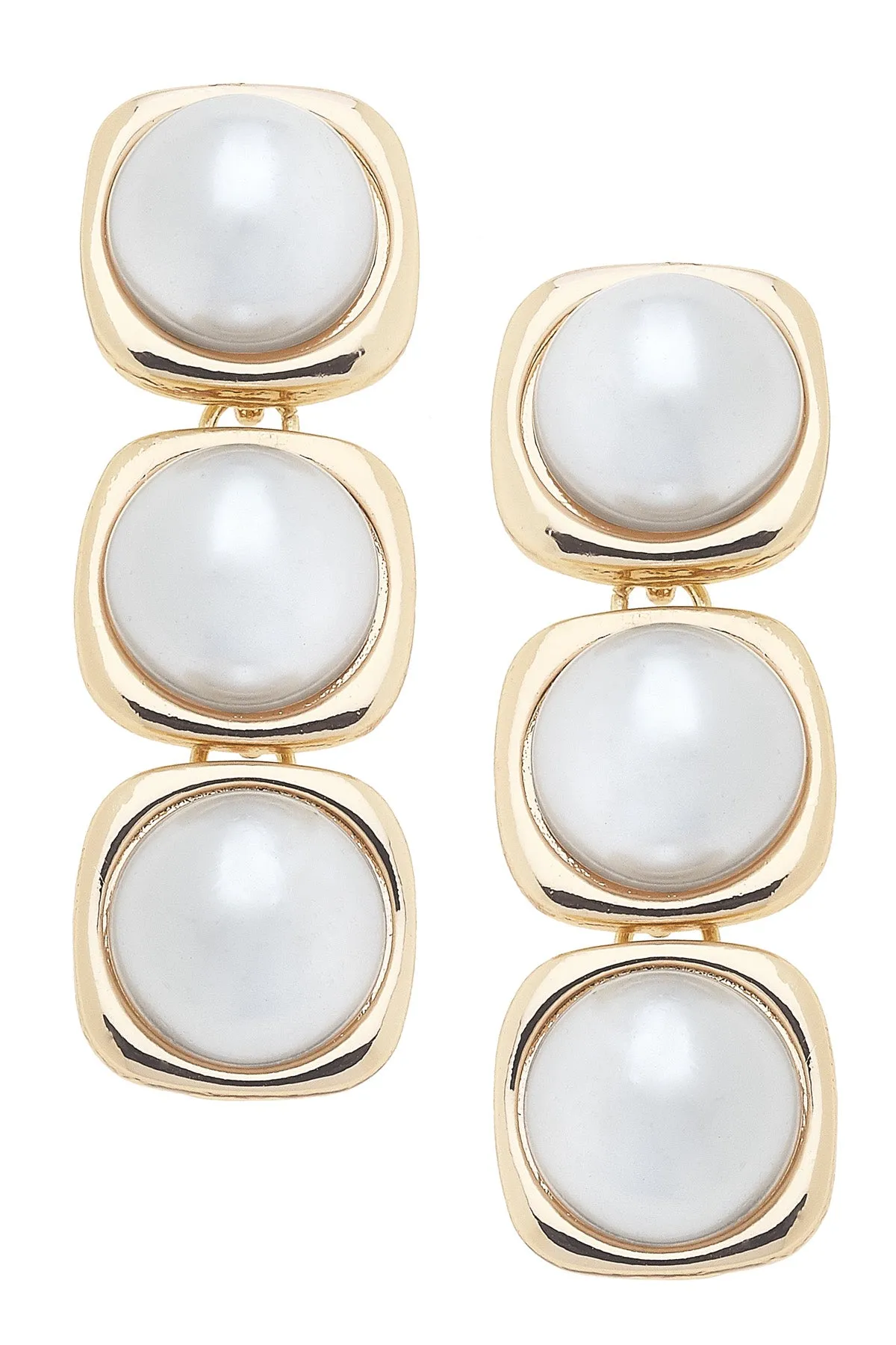 Belle Pearl Cabochon Linked Earrings in Ivory sold by Canvas Style