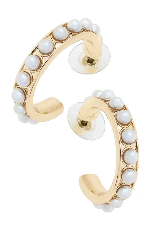 Alice Pearl Hoop Earrings in Ivory sold by Canvas Style