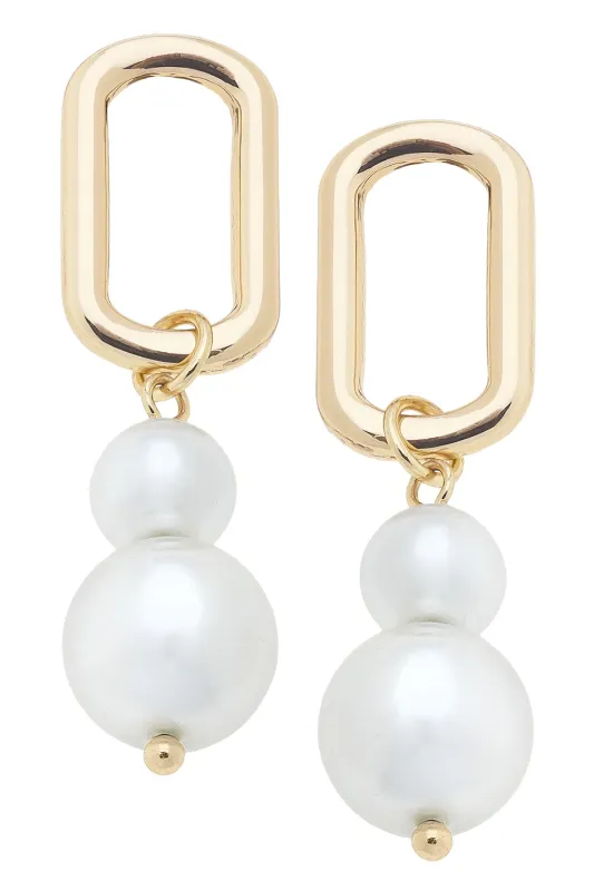 Larissa Double Pearl Drop Earrings in Ivory sold by Canvas Style