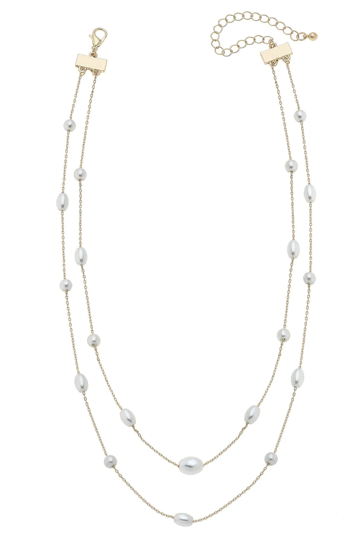 Ashton Multi Pearl Layered Necklace in Shiny Gold sold by Canvas Style