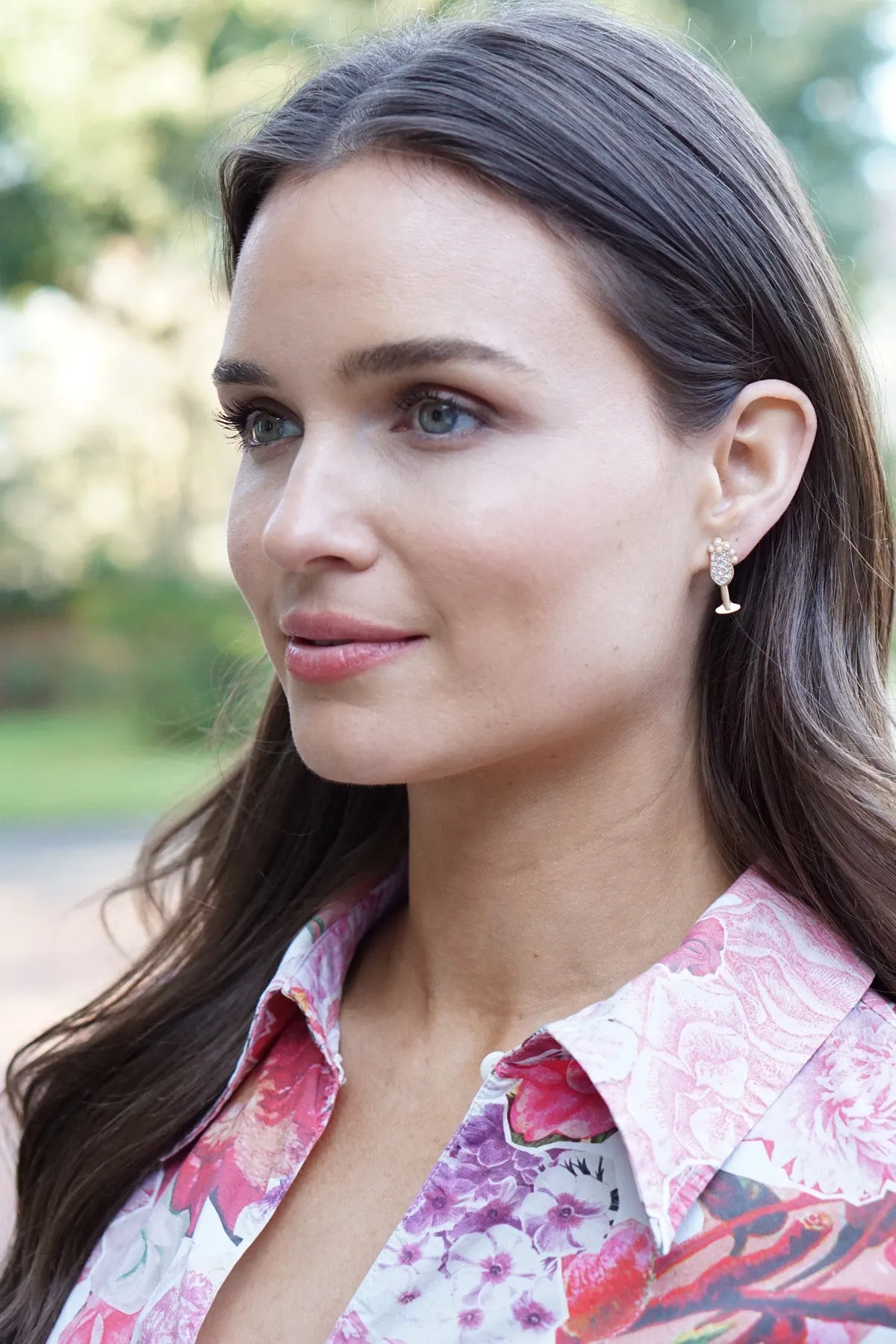 Glass of Bubbly Pave Stud Earrings in Shiny Gold sold by Canvas Style product image thumbnail 2