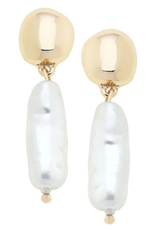 Lydia Baroque Pearl Drop Earrings in Ivory sold by Canvas Style