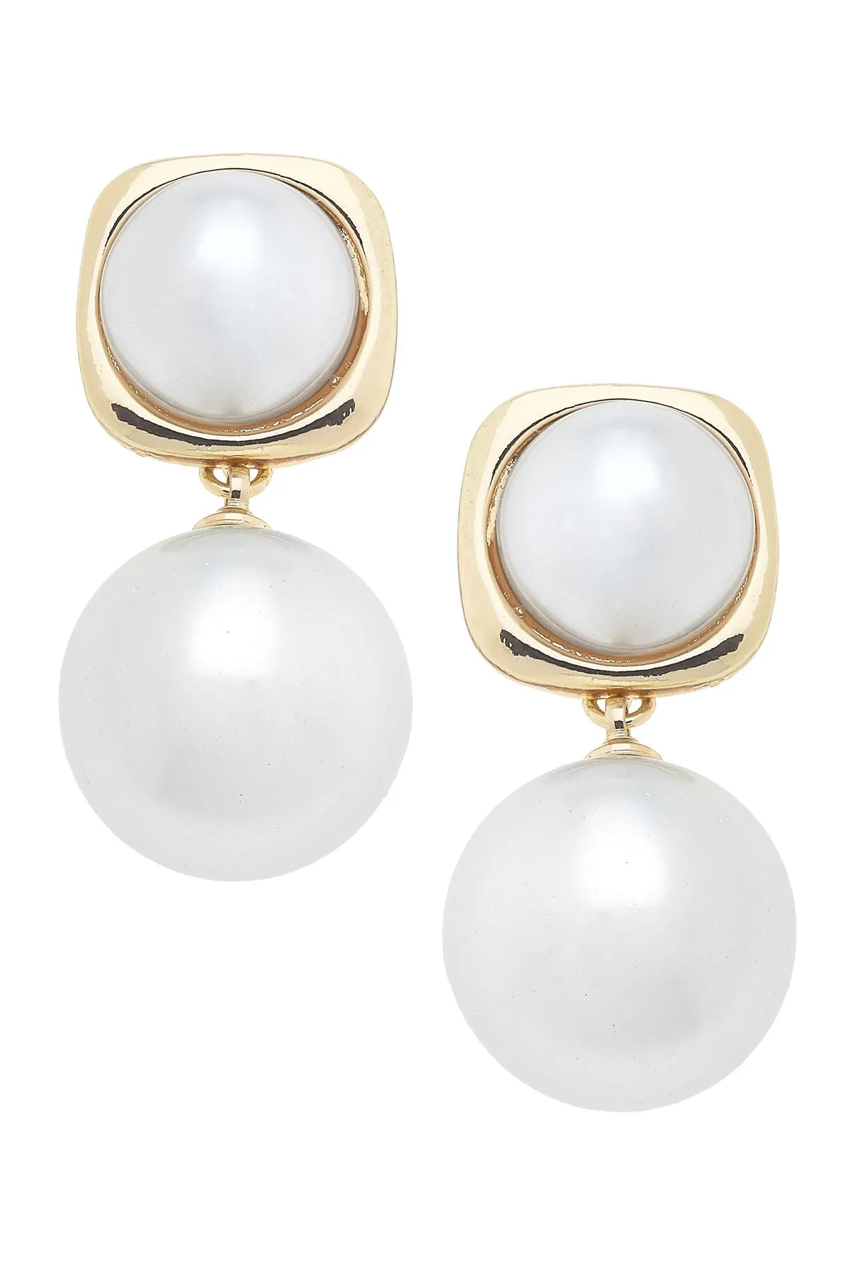 Lillian Pearl Cabochon Drop Earrings in Ivory sold by Canvas Style