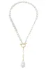 Liza Baroque Pearl Lariat Necklace in Ivory sold by Canvas Style
