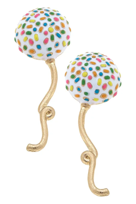 Birthday Balloon Enamel Earrings in Rainbow Multi sold by Canvas Style