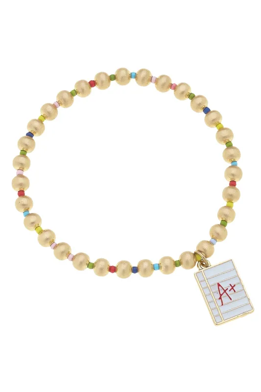 A+ Student Rainbow Ball Bead Stretch Bracelet in Multi sold by Canvas Style