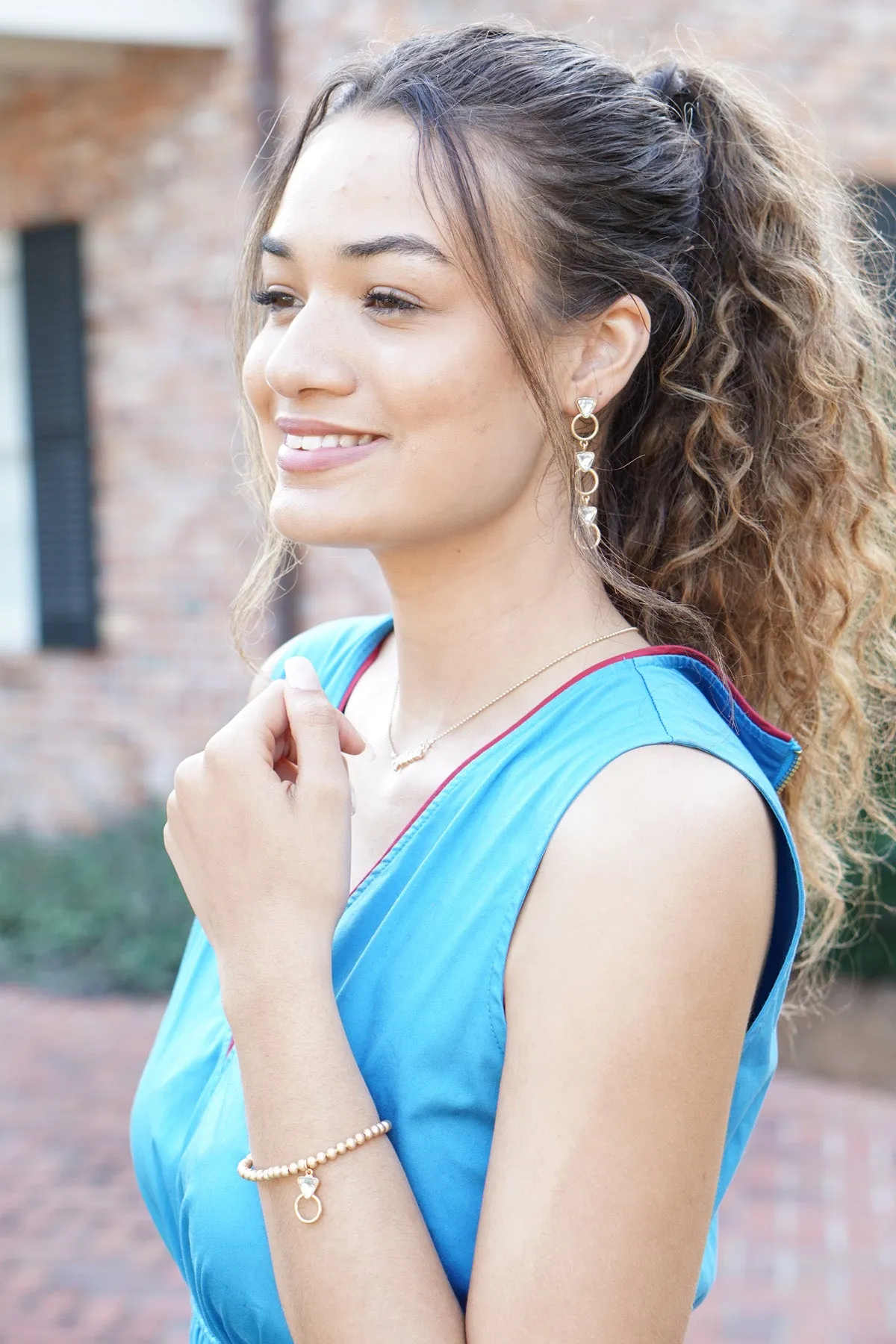 Put a Ring On It Ball Bead Stretch Bracelet in Satin Gold sold by Canvas Style product image thumbnail 2