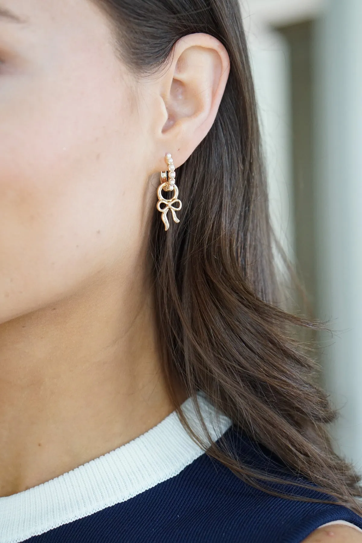 Tied Bow Huggie Charm (Set of 2) in Shiny Gold sold by Canvas Style product image thumbnail 2