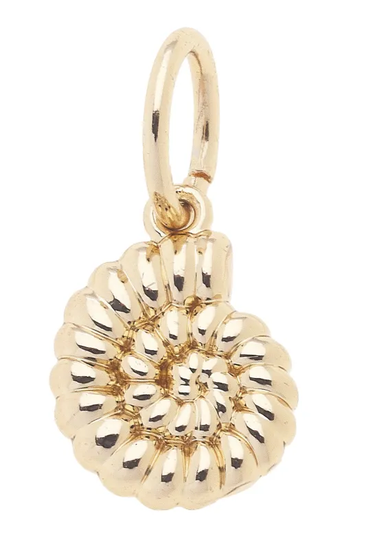 Mini Spiral Shell Charm in Shiny Gold sold by Canvas Style