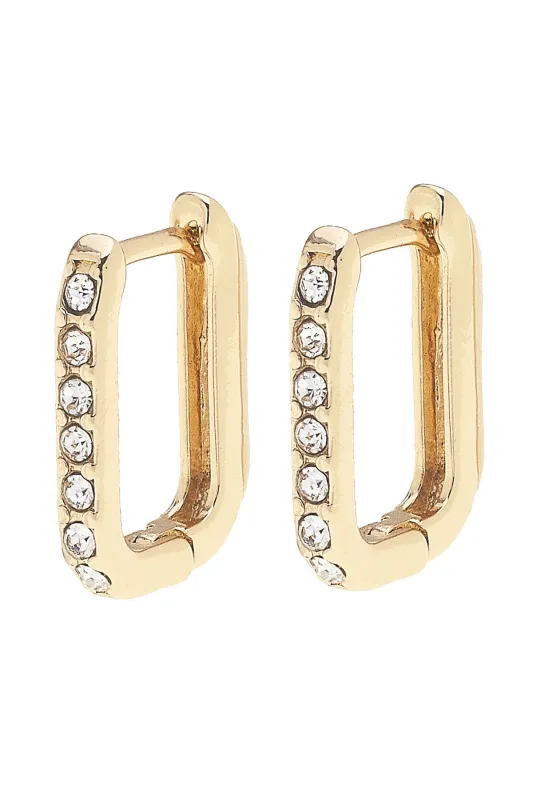 Tai Pave Rectangle Huggie Hoop Earrings in Shiny Gold sold by Canvas Style