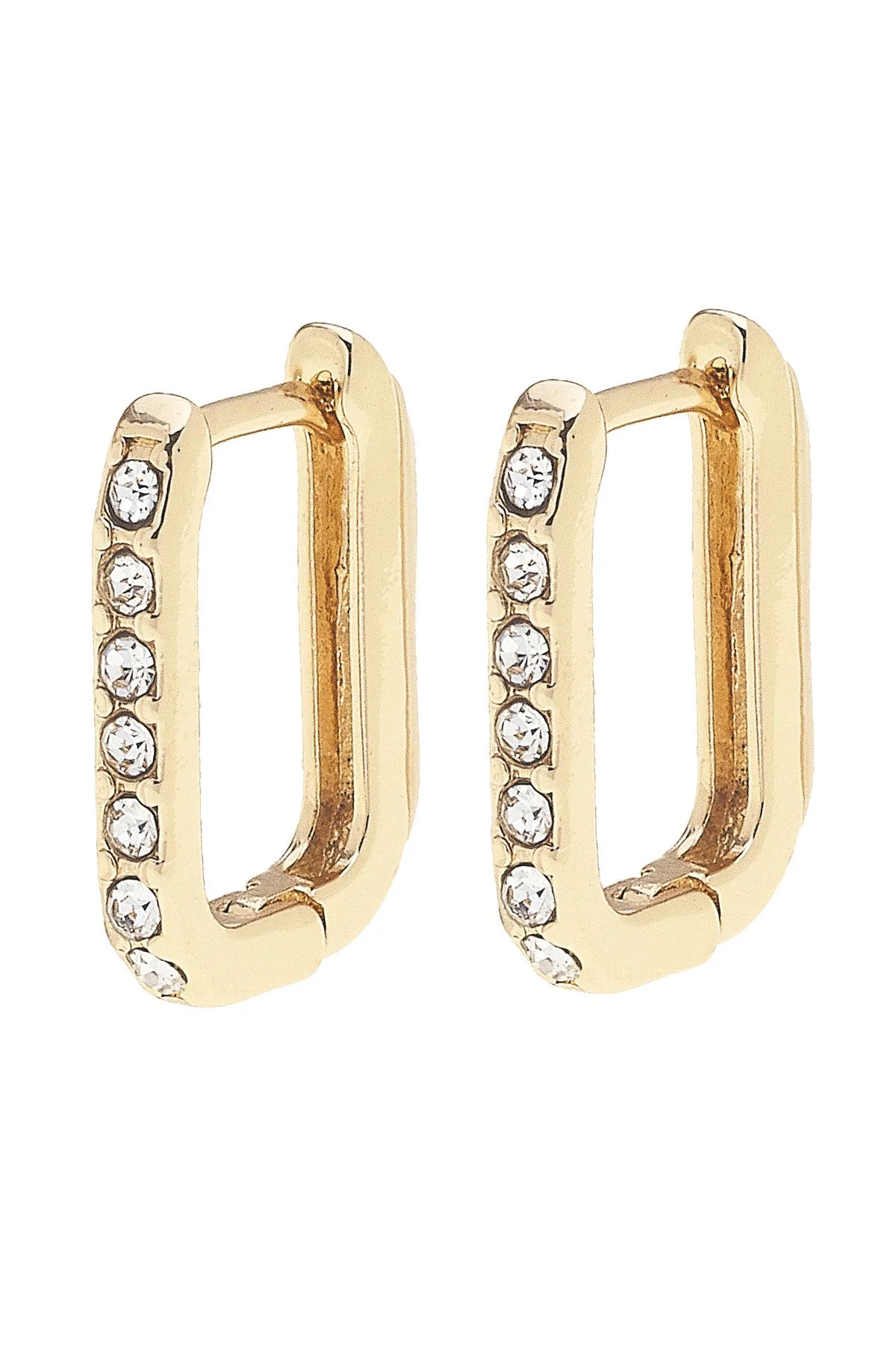 Tai Pave Rectangle Huggie Hoop Earrings in Shiny Gold sold by Canvas Style