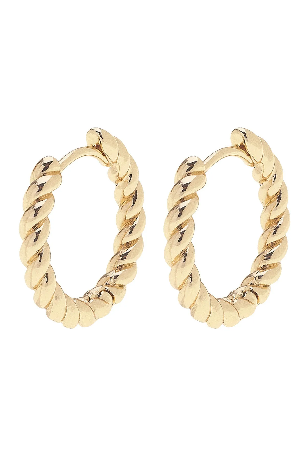 Amber Twisted Huggie Hoop Earrings in Shiny Gold sold by Canvas Style