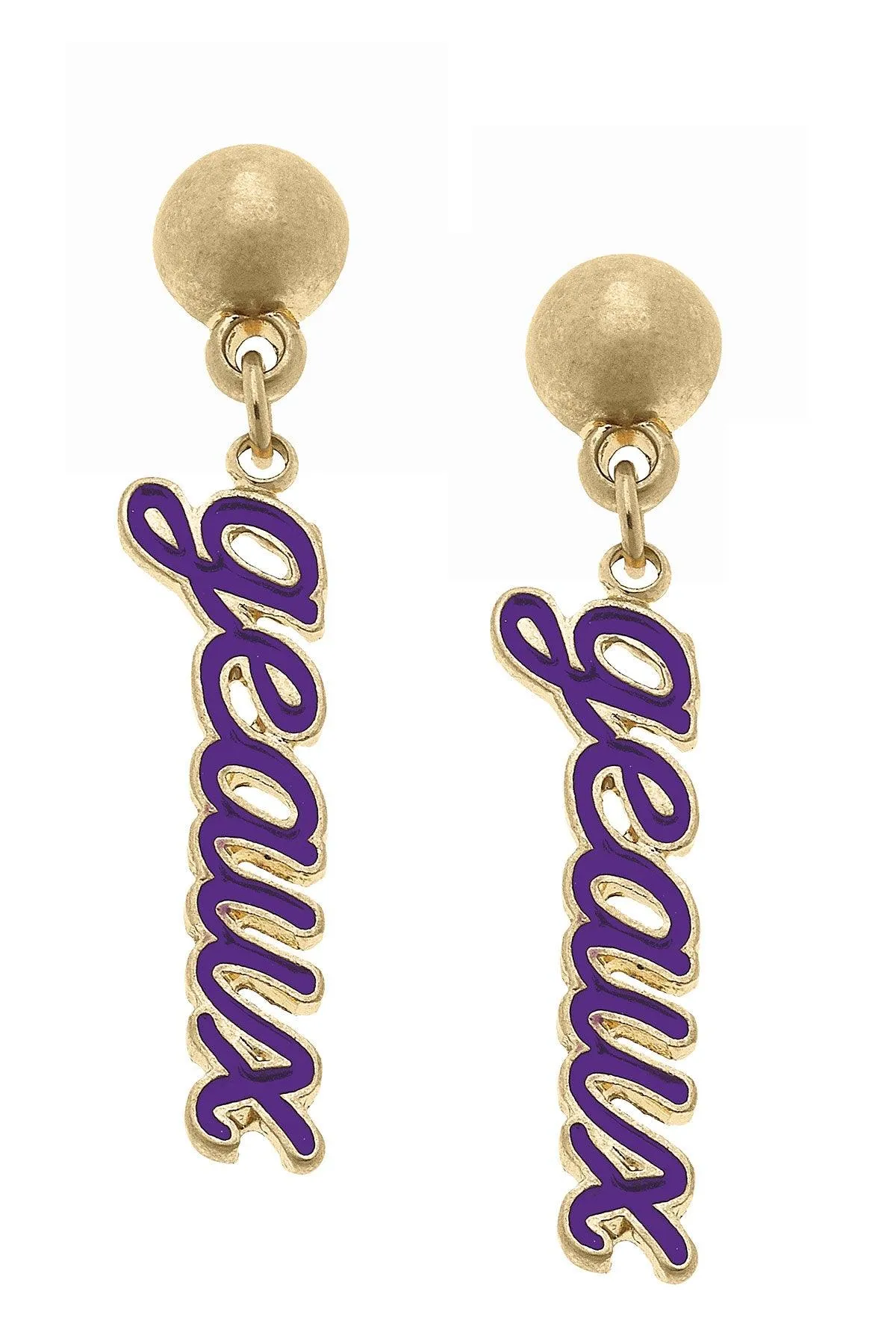 LSU Tigers Enamel Script Earrings sold by Canvas Style