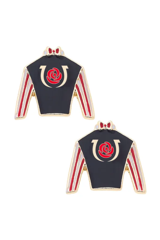 Kentucky Derby® Jockey Silk Enamel Stud Earrings in Black sold by Canvas Style