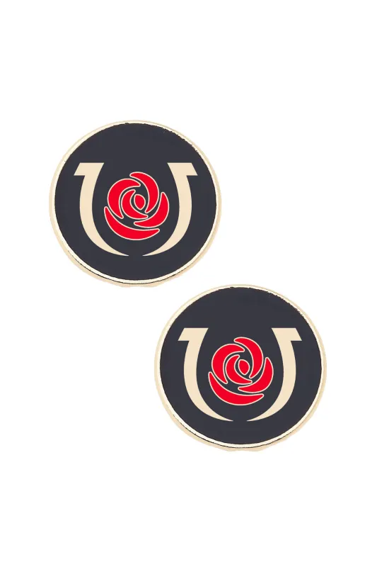 Kentucky Derby® Logo Disc Stud Earrings in Black sold by Canvas Style