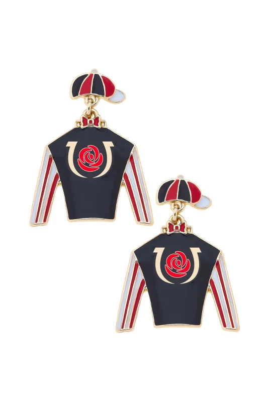 Kentucky Derby® Jockey Silk Enamel  Drop Earrings in Black sold by Canvas Style
