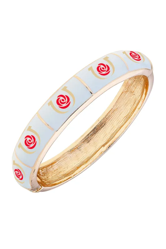 Kentucky Derby® Sculpted Enamel Logo Hinge Bangle in White sold by Canvas Style