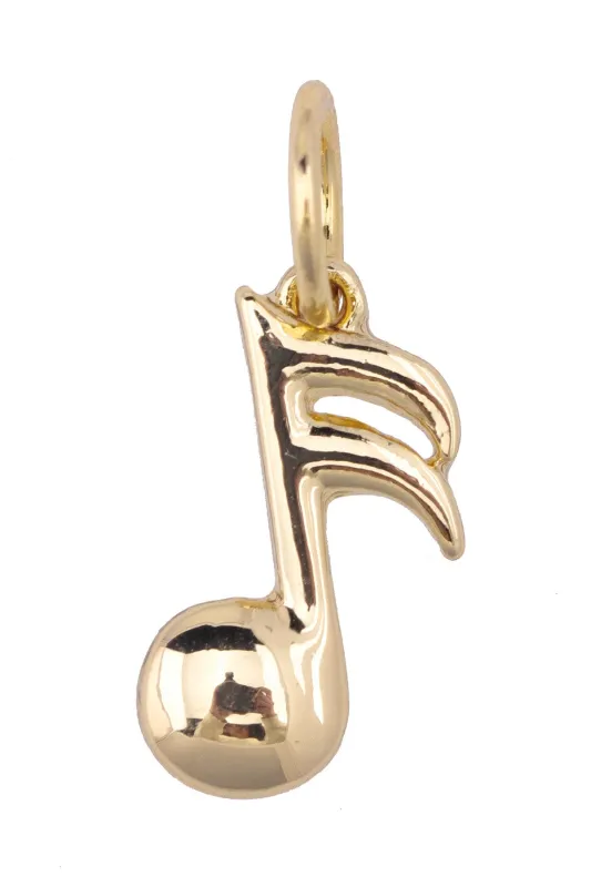 Music Note Charm in Shiny Gold sold by Canvas Style