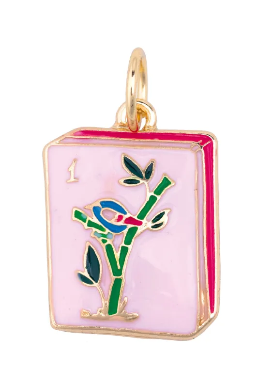 Mahjong Enamel Tile Charm in Pink sold by Canvas Style