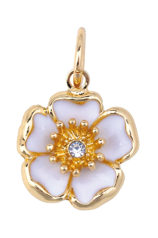 Buttercup Blossom Enamel Charm in White sold by Canvas Style