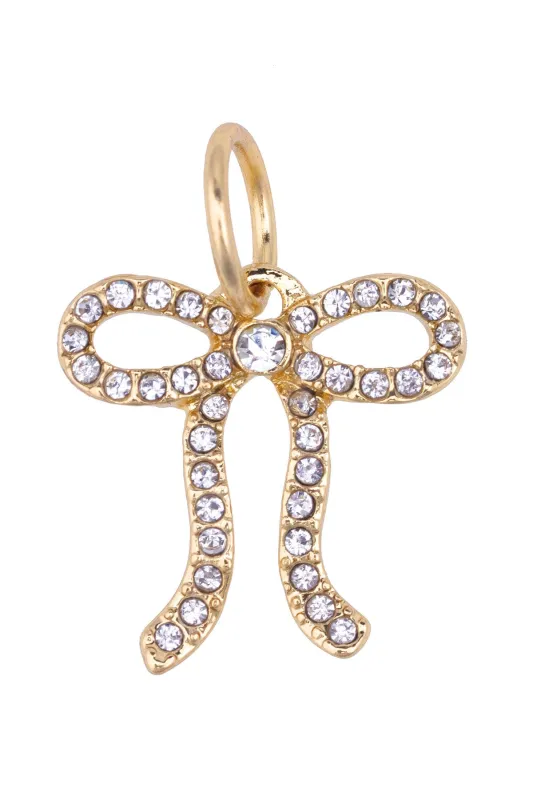 Pave Looped Bow Charm in Shiny Gold sold by Canvas Style