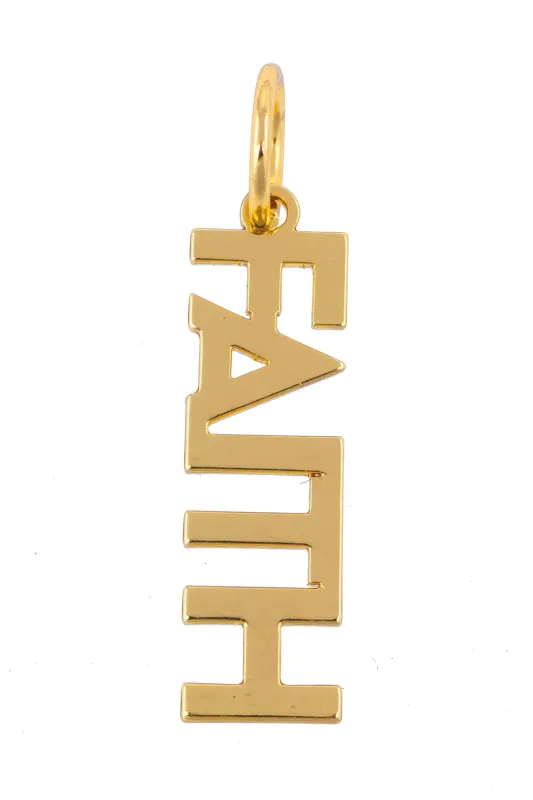 "FAITH" Block Letter Charm in Shiny Gold sold by Canvas Style
