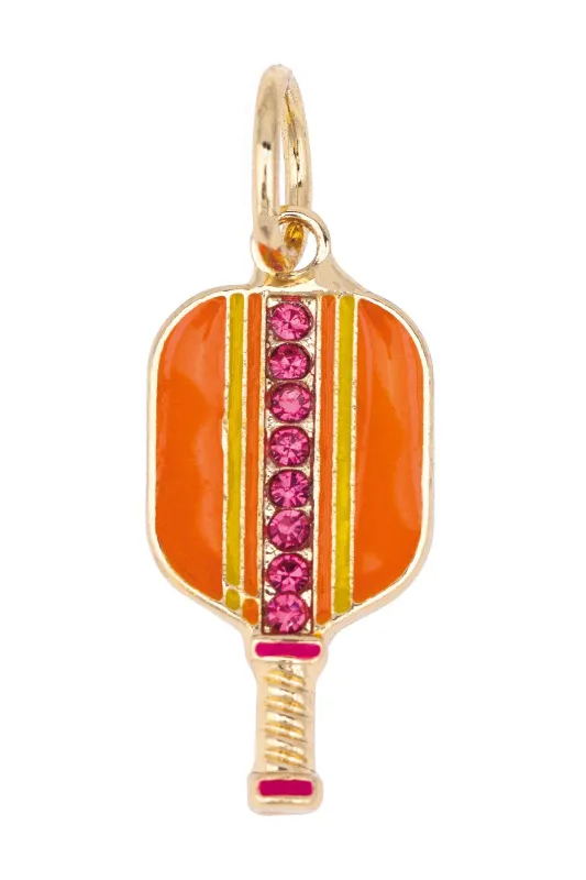 Pave Pickleball Paddle Charm in Orange sold by Canvas Style