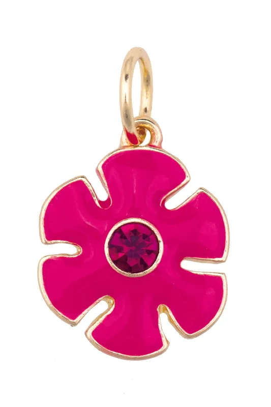 Rhinestone Enamel Flower Charm in Fuchsia sold by Canvas Style