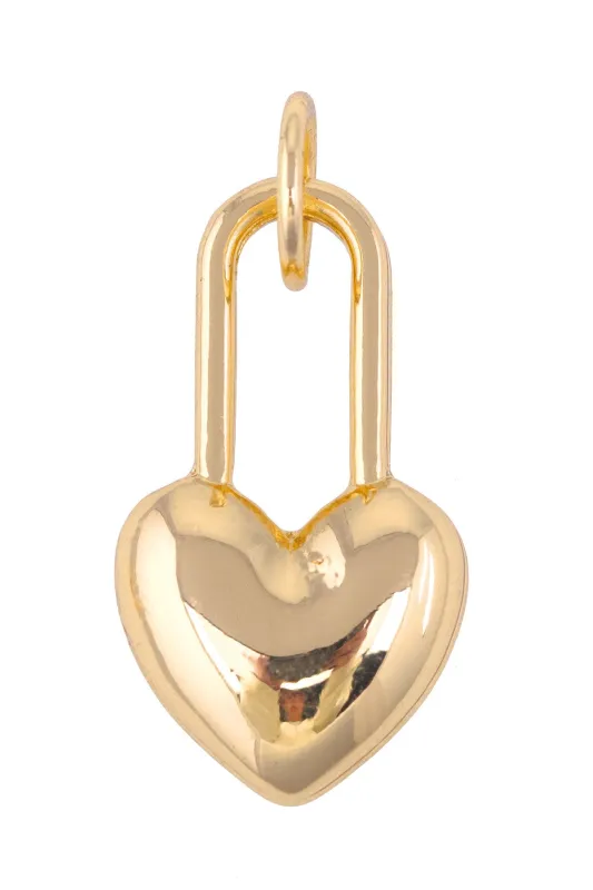 Heart Padlock Charm in Shiny Gold sold by Canvas Style