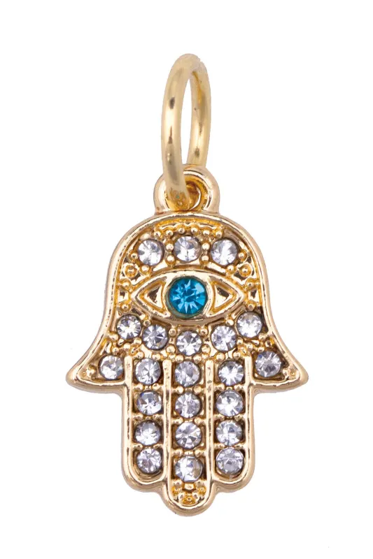 Pave Hamsa Charm in Shiny Gold sold by Canvas Style