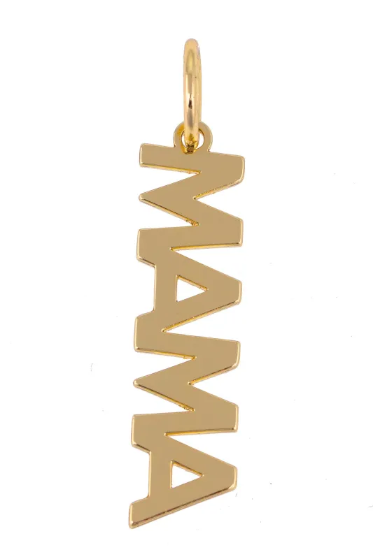 "MAMA" Block Letter Charm in Shiny Gold sold by Canvas Style