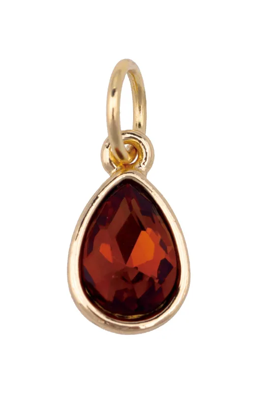 Rhinestone Teardrop Charm in Burnt Orange sold by Canvas Style