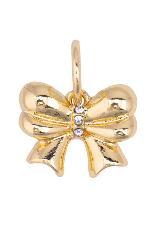 Rhinestone Ribbon Bow Charm in Shiny Gold sold by Canvas Style