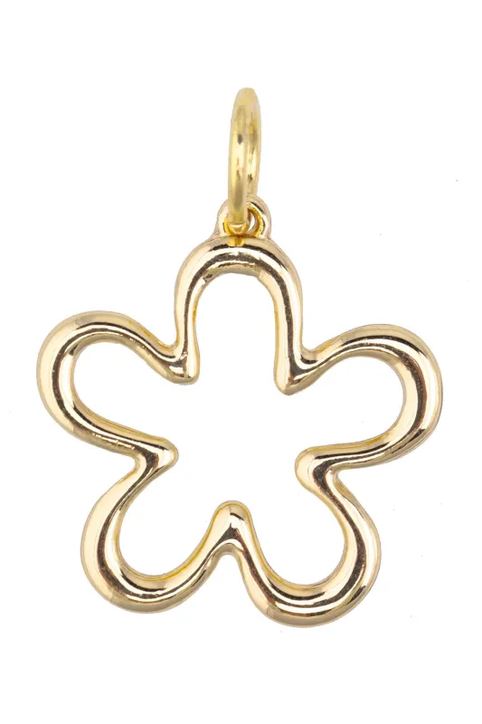 Squiggly Flower Charm in Shiny Gold sold by Canvas Style