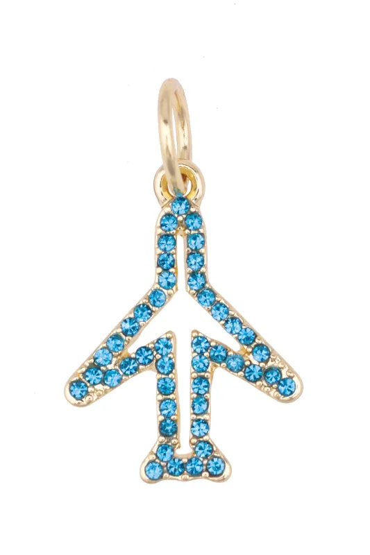 Pave Airplane Charm in Blue sold by Canvas Style
