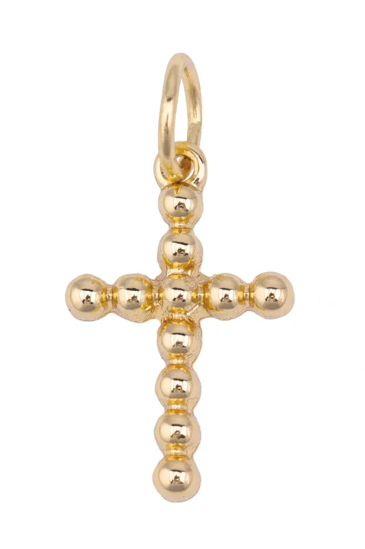 Beaded Cross Charm in Shiny Gold sold by Canvas Style
