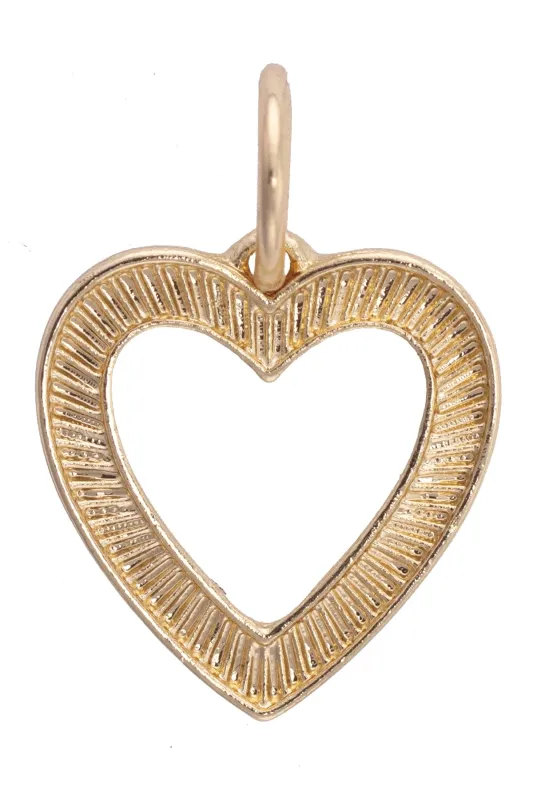 Fluted Open Heart Charm in Shiny Gold sold by Canvas Style