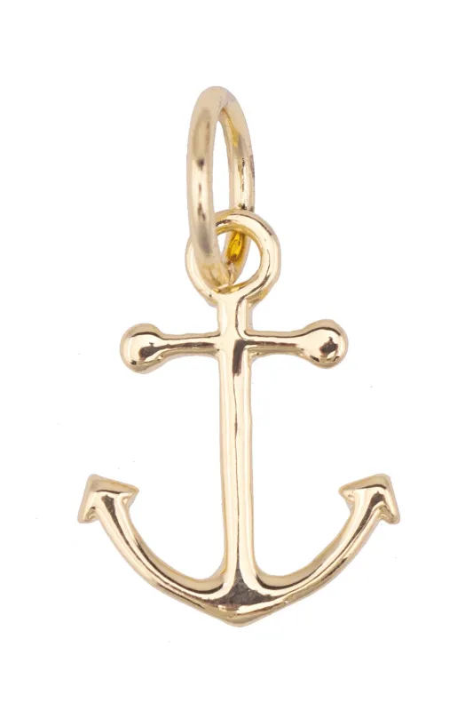 Fluke Anchor Charm in Shiny Gold sold by Canvas Style